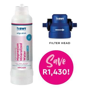 Magnesium Mineralizer – BWT AQA Drink Protect Care Cartridge MPC400 <B>PLUS</B> a  Filter Head Bundle. <span style="color: #E4147E;">Save The Environment from 5,000 Plastic Bottles!</span>